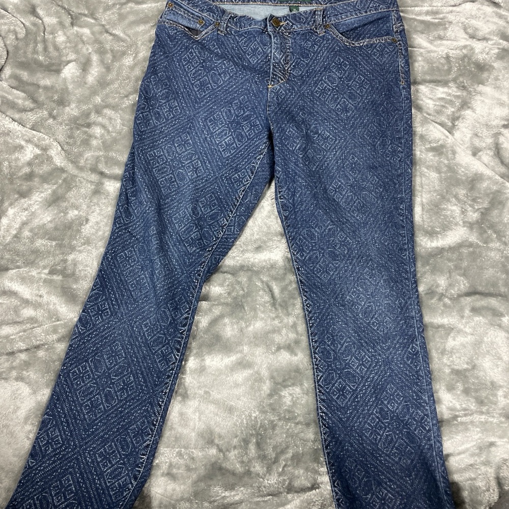 Polo by Ralph Lauren Blue Patterned Flare Jeans